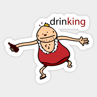 Drunk king with beer Sticker